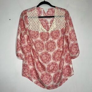 Calypso St. Barth Size Size Medium Silk Crochet Blouse